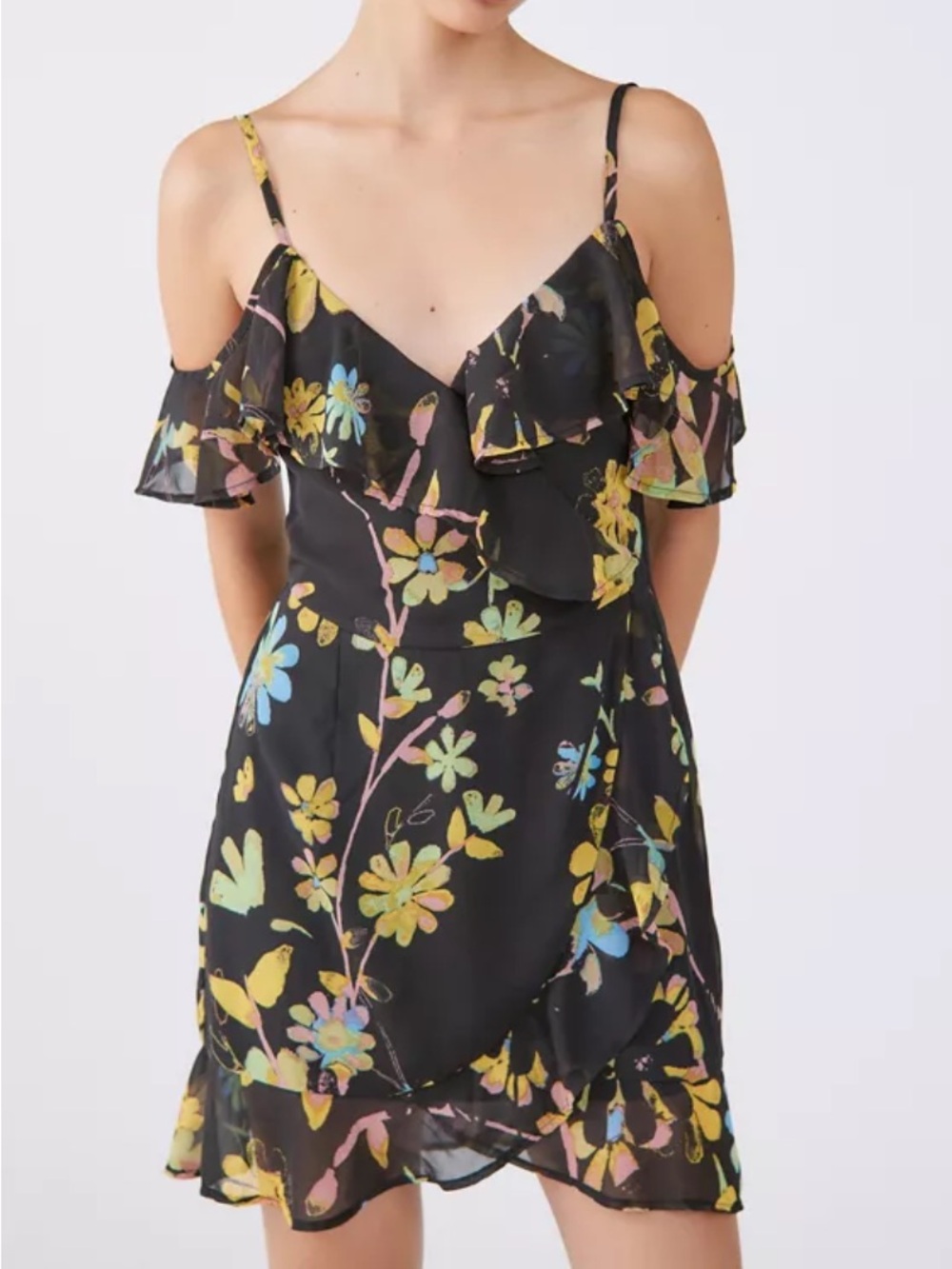 NWT UO Teyanna Floral Cold Shoulder Mini Dress